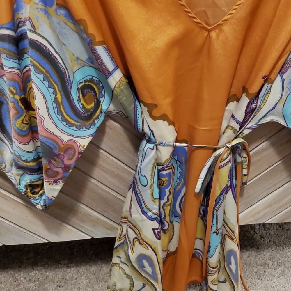 Glam Blouse Burnt Orange w/ Boho Print Size Small